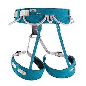 PETZEL Teal Climbing Harness with Gray Webbing